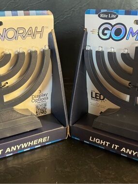 Set of 2 Navy Blue Menorah LED Hanukkah Lamp